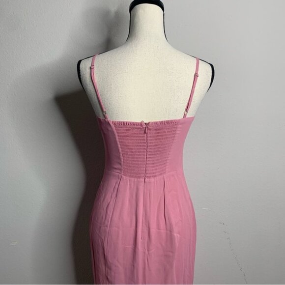 Reformation Aiko Pink Pleated Hem Midi Dress - Picture 11 of 14